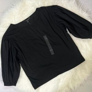 Classic [Banana Republic] Black NWT Top | 3/4 Balloon Sleeve Blouse Tee | Small